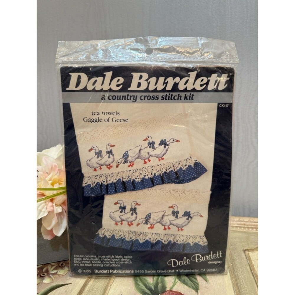 Vintage Dale Burdett Country Cross Stitch Kit CK117 Gaggle of Geese Tea Towels